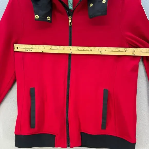Ralph Lauren Active LRL Jacket Women's L Red Black Full Zip Hooded Preppy Luxury - Picture 6 of 12